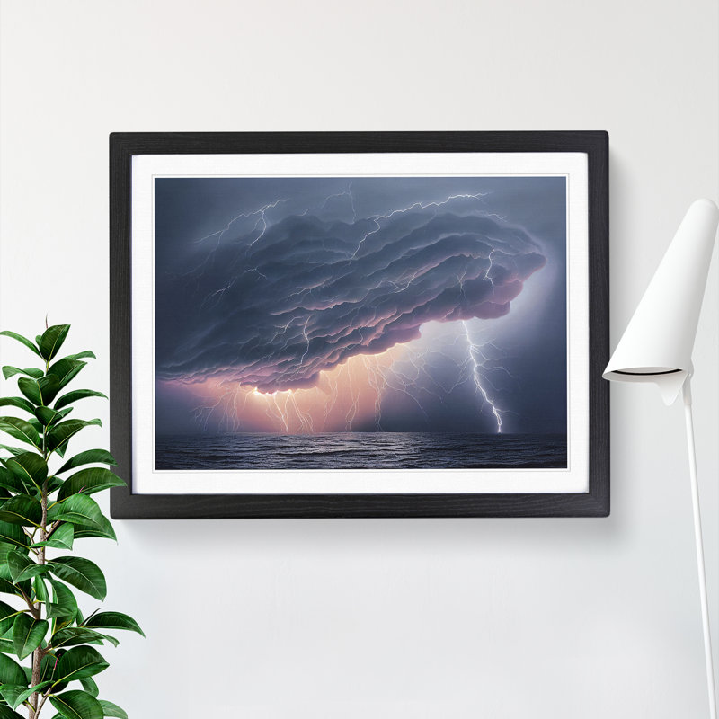 Seductive Thunderstorm - Single Picture Frame Print, Black , 46cm H x 64cm W x 2cm D