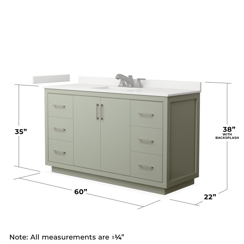 60'' W Single Vanity, WDX13335, Light Green, Brushed Nickel