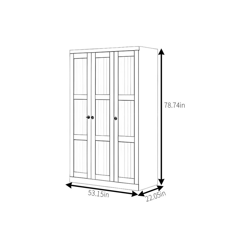Garde-robe simple rétro, H 78,74 po x l 53,15 po x P 22,05 po