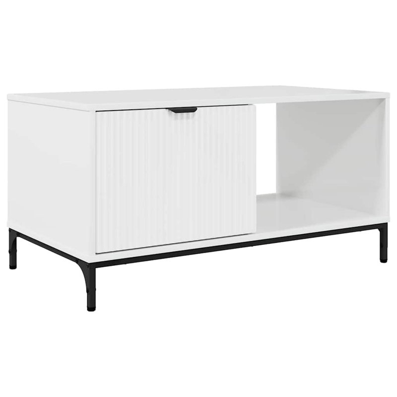 Coffee Table with Storage, High Gloss White