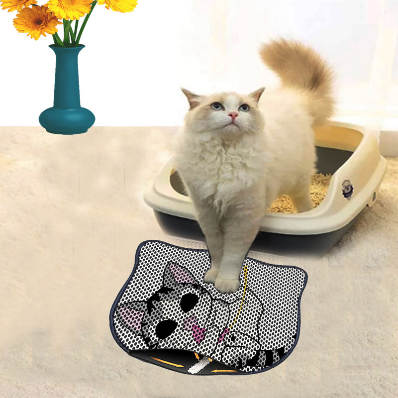 Tapis de litière durable pour chat, 15,7 po x 19,7 po | 50% PVC / 50% polyester, lavable à la machine et passer l'aspirateur | Parfait pour un nettoyage facile, conception antidérapante pour garder votre maison propre et fraîche, idéal pour les propriétaires d'animaux de compagnie