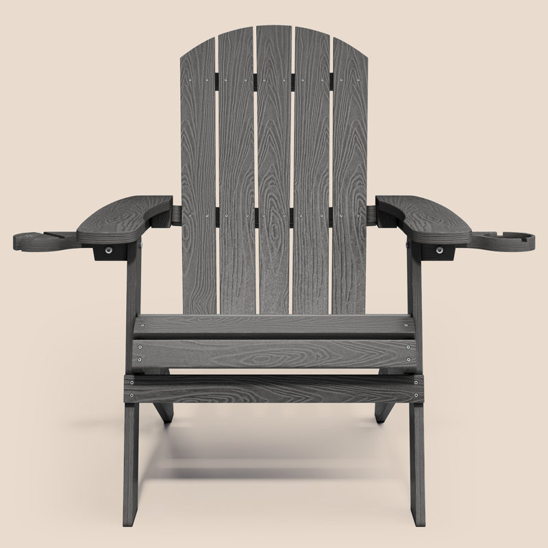Chaise Adirondack pliante à dossier réglable Apollo avec 2 porte-gobelets, Noir