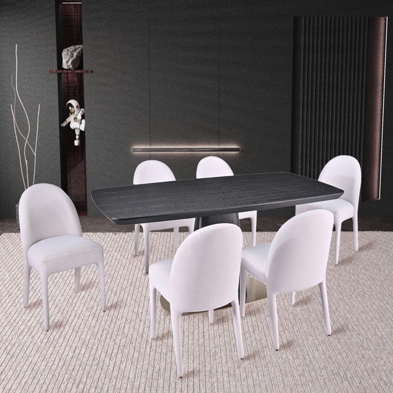 Ryaan Dining Set, Black/Beige, 7