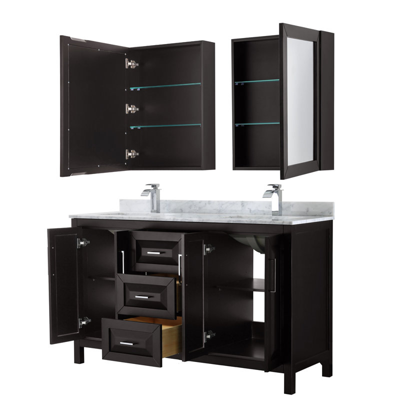 Daria 60'' W Double Vanity, Dark Espresso, Polished Chrome