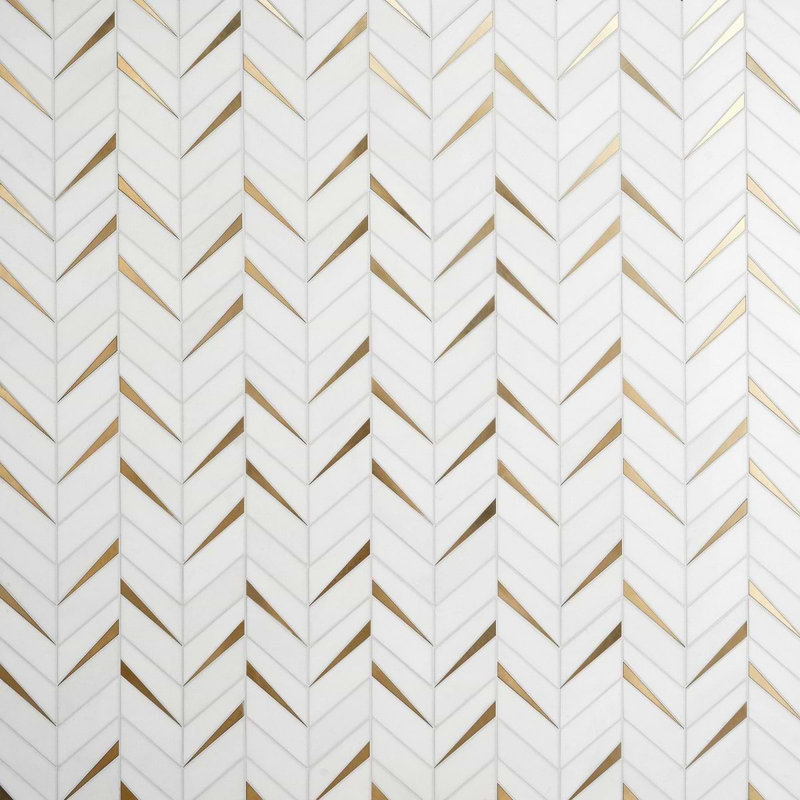 Vara Polished Marble And Brass Mosaic, Thassos