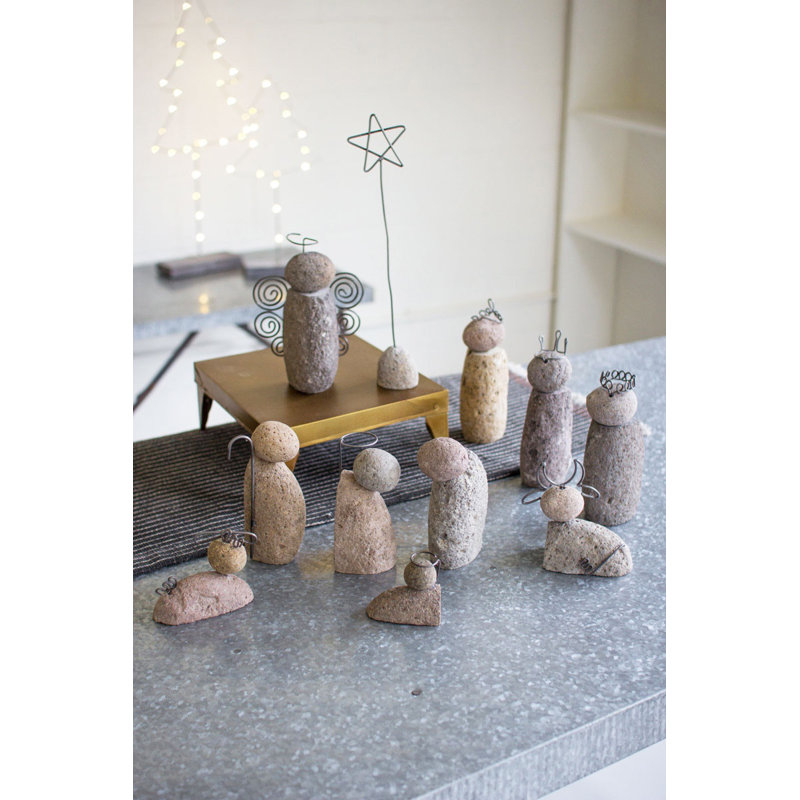  Christmas Nativity Home Decor Natural River Rock 4" H Holiday Set of 12