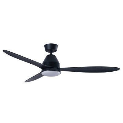 Whitehaven 56" Smart WiFi Indoor/Outdoor DC Ceiling Fan with LED Light and Remote, Damp Rated, Black Ceiling Fan