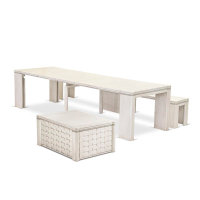 3 Pieces Extendable Dining Set  1 Extendable Dining Table 1 Coffee Table and 1 Modern Bench