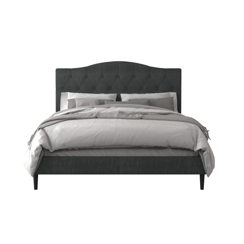 Arnette Upholstered Platform Bed, Full / Double, Charcoal Gray