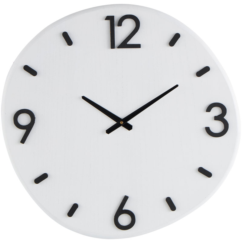 Cole And Grey Wood Round Decorative Wall Clock With Black Hands And Numbers