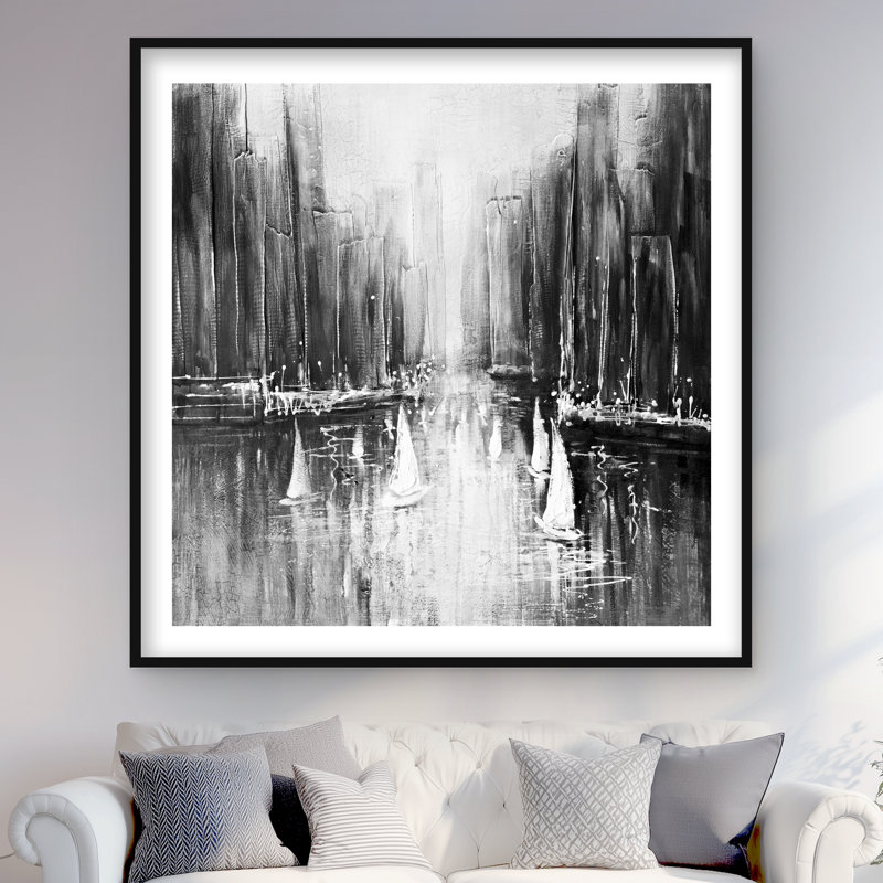 «Grayscale», reproduction encadrée, H 48 po x l 48 po, Noir