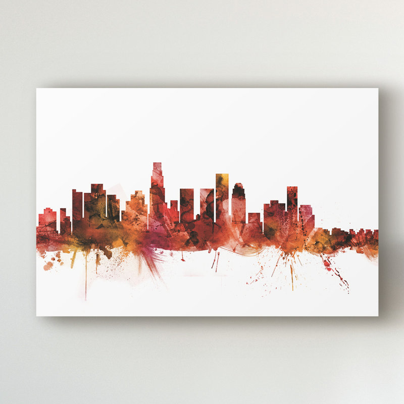 « los angeles california the horizon », impression sur toile tendue, H 16 po x l 24 po x P 2 po
