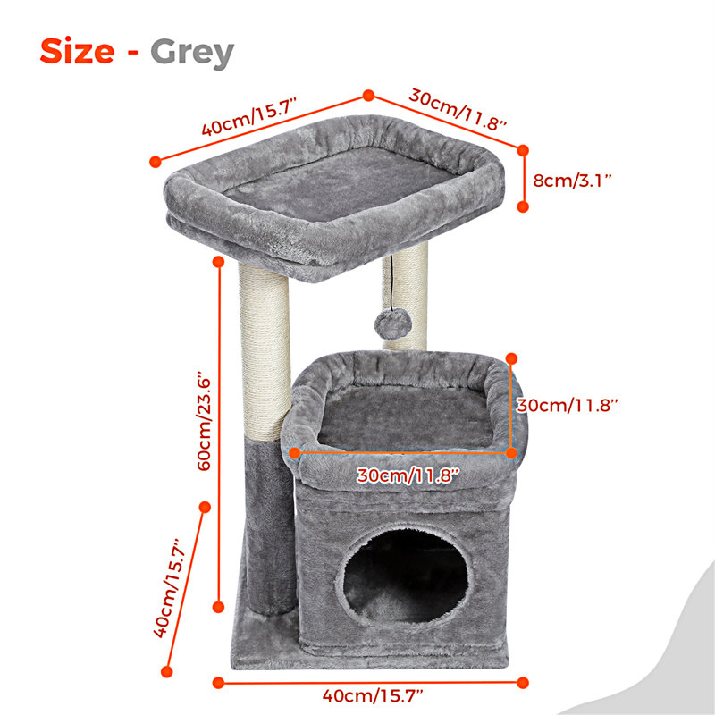 Dzaraldas 27'' H Cat Tree, Gray