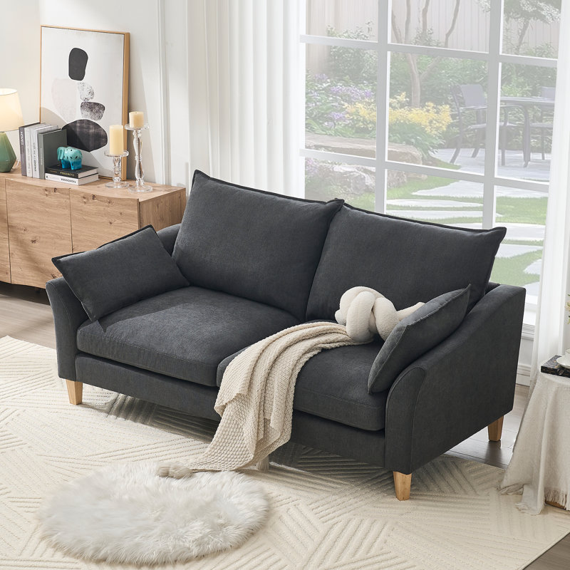 79'' Wide Modern Upholstered Deep Seat Sofa, Gray