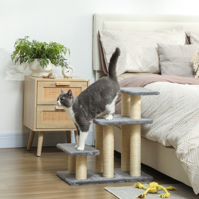 Dog Steps for Bed Adjustable for Small Dogs 52 x 345 x 54 cm Grey