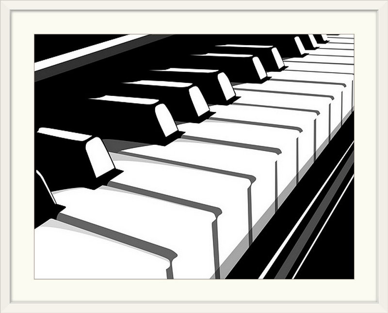 « ii » par michael tompsett, impression Piano Keyboard, H 20 po x l 24 po x P 1 po, Cadre blanc