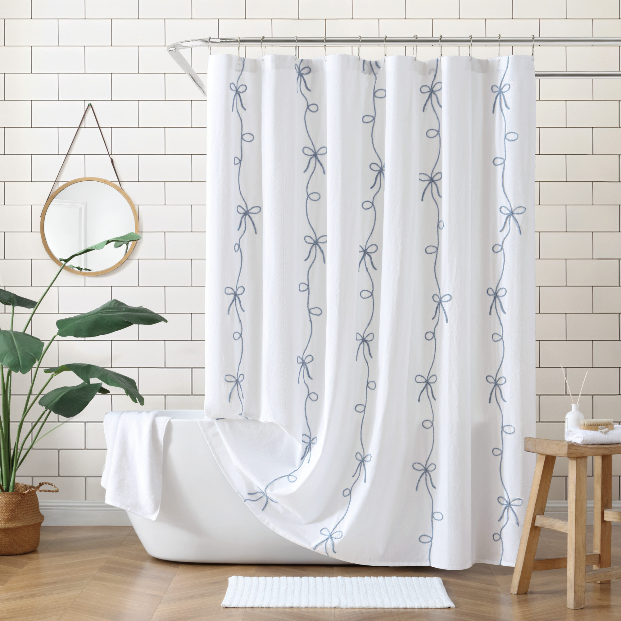 Peri Home Sasha Bows Shower Curtain Color Blue 72 X 72 Wayfair