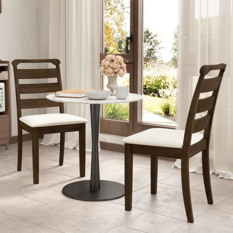 Ensemble de 2 chaises en polyester rembourrées en bois