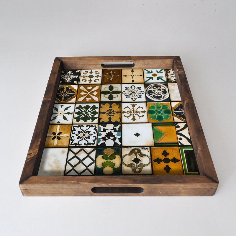 Elegant Solid Wood Tray, 18.9 x 15.0 x 1.6 inches | UV Printed on 0.2-inch Thick MDF | Perfect for Serving, Organizing, and Home Décor | Durable and Stylish Design for Any Occasion