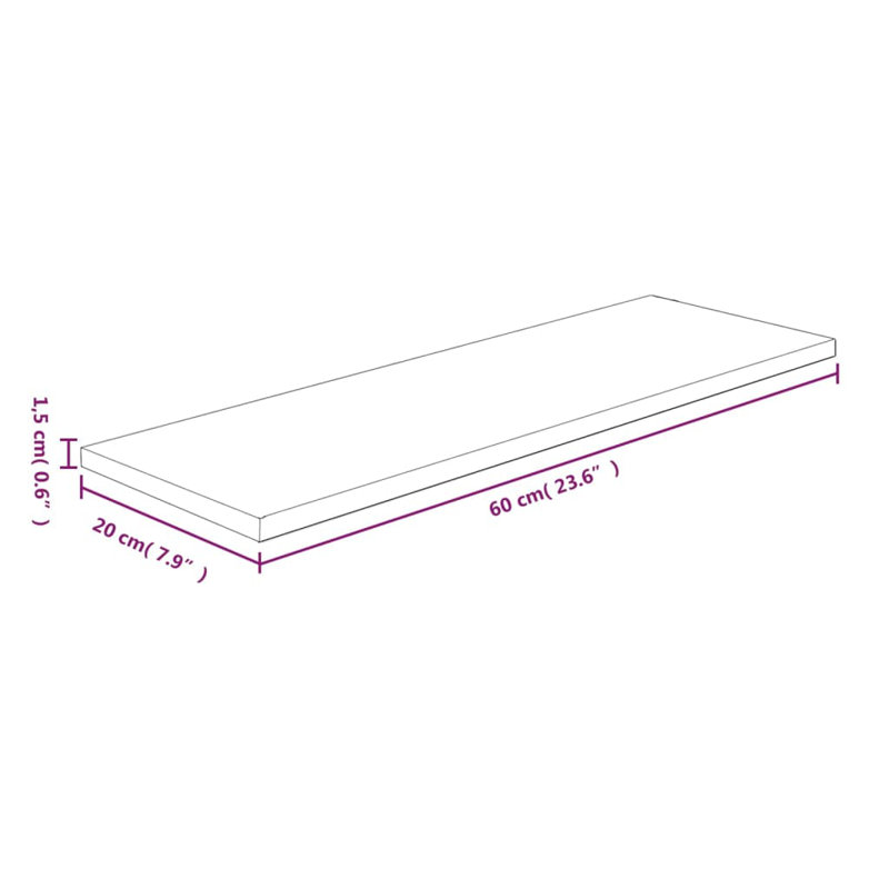 Kazuye Oak Solid Wood Floating Shelf, 1.5cm H x 60cm W x 20cm D