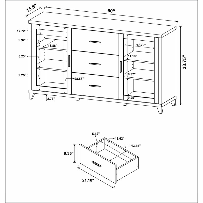 Nyler Cappuccino 3-drawer Rectangular TV Console