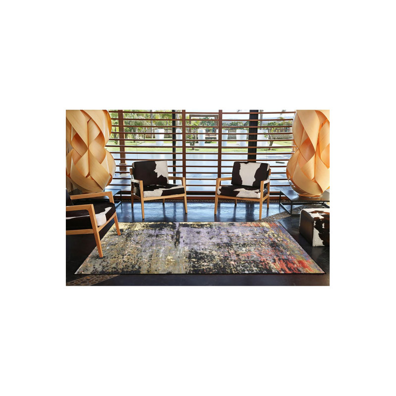 Tapis décoratif pastel peint moderne lavable à la machine, Sous-tapis carré 3 pi 3 po inclus