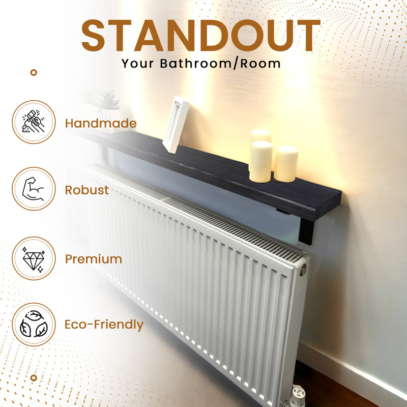 Ryesha Wood Radiator Shelf, 4.5cm H x 100cm W x 14.5cm D, Black