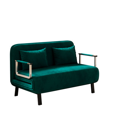 39 Convertible Chair Bed, Adjustable And Pillow, Iron Construction, Velvet Upholstery In For Office Use A Stylish Look by Latitude Run