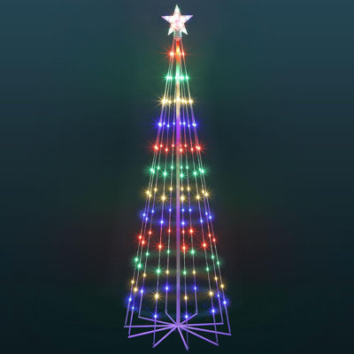 Arbre de Noël animé 6 pi à DEL - Arbre en forme de cône de lumières multicolore avec dessus en étoile pour décoration de patio intérieur / extérieur
