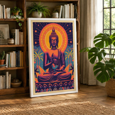 Buddha in Gold and Purple Vintage - Wrapped Canvas