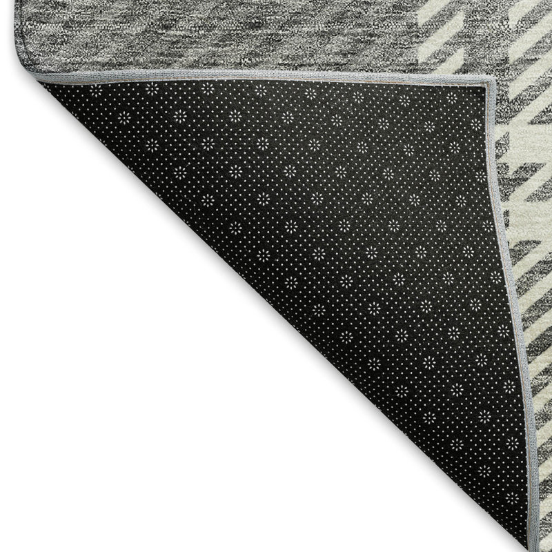 Premium Machine Washable Prisco Gray Rug, Rectangle 3' x 5'