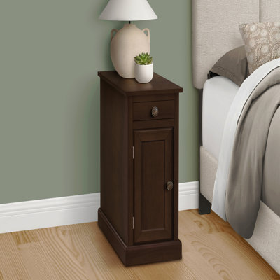 Table d'appoint, table de bout, table d'appoint, table de chevet, étroite, lampe, tiroir de rangement, placage, traditionnel
