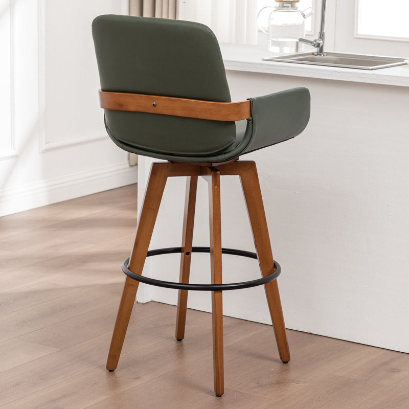 Modern Upholstered swivel counter stools, Green, Counter Stools (26.5" Seat Height)