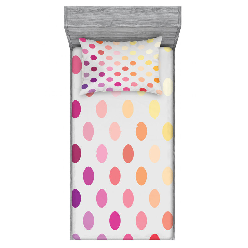 Microfiber Polka Dots Sheet Set, Twin XL Sheet Set + Fitted Sheet + 1 Pillowcase