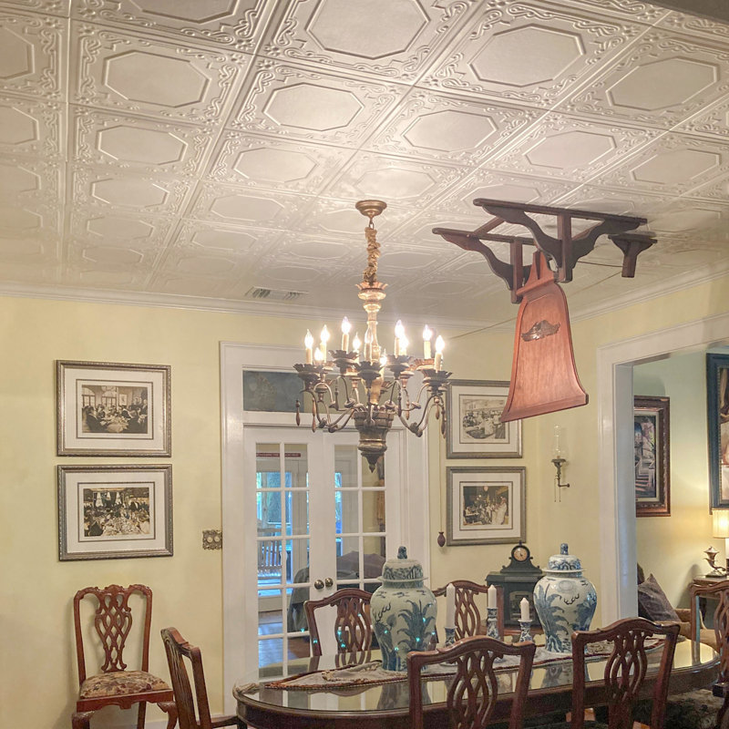 Topkapi Palace 1.6 ft. x 1.6 ft. Polystyrene Glue-up Ceiling Tile, Ultra Pure White - Satin (Behr)