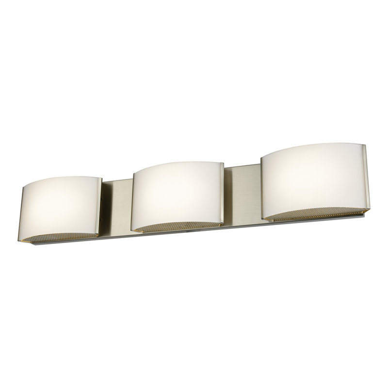 Éclairage pour meuble-lavabo à 3 lumières de 25,25 po Pandora - nickel satiné, H 4 po x l 25,25 po x P 3 po, Trois lumières