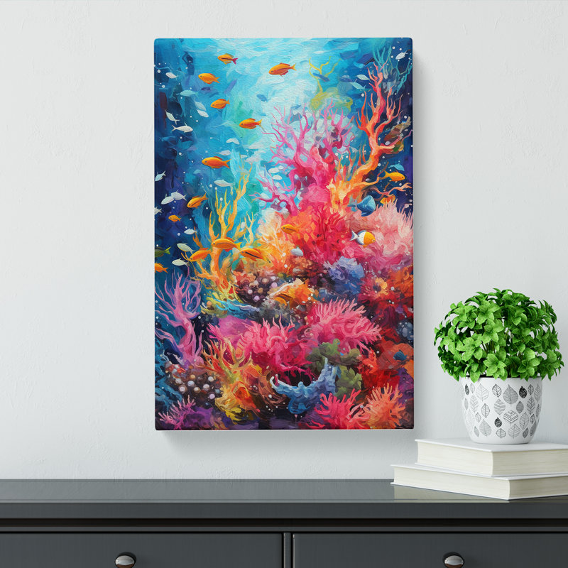 Coral Impressionism Art - Wrapped Canvas, 50cm H x 35cm W x 3cm D