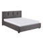 Lit plateforme double Orra, tête de lit rembourrée, polyester gris à piqûre à rainures