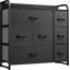 Commode 7 tiroirs, rangement avec tablettes, commode en tissu, commode pour chambre à coucher, salon, placards, structure en acier robuste, plateau en bois, bacs en tissu à tirer facilement-1072148447
