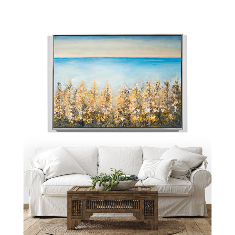 Neutral Lake par Yaffa G, Cadre argenté flottant, H 44 po x l 61 po