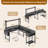 Lateefa L Shaped Computer Home Office Desk with LED Lights & Power Outlets with Storage Shelves 4-Tier Reversible Bookshelf Corner Desk-1275388953