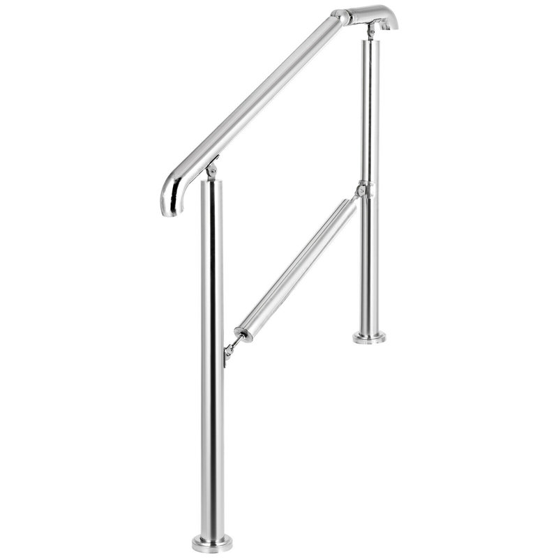 Adjustable Stainless Steel Handrail for 2-3 Steps, Silver Finish