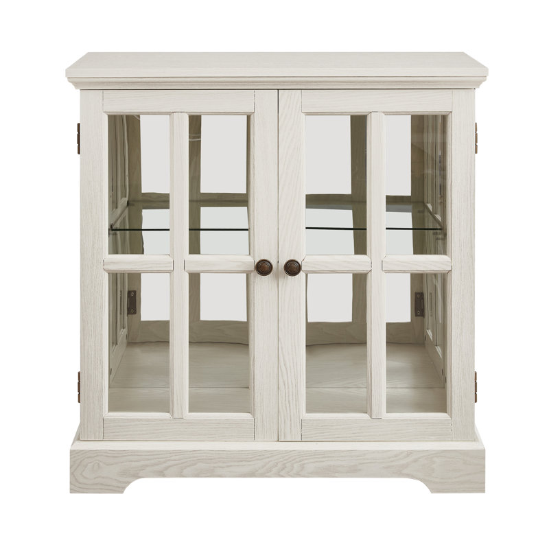 LED Curio Display Cabinet,Antique Display Cabinet With Adjustable Shelves,Retro Design Quality Showcase With Lattice Doors Elegant Bookcase And Storage Cabinet For Home Decor And Organization WHI