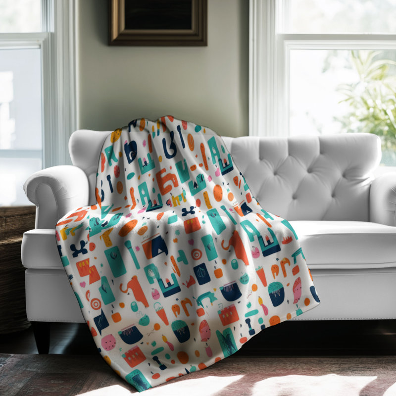 Alphanumeric - 1 Piece Premium Sherpa Blanket, Queen