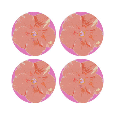 Hibiscus Vegan Leather Round Pebble Placemat