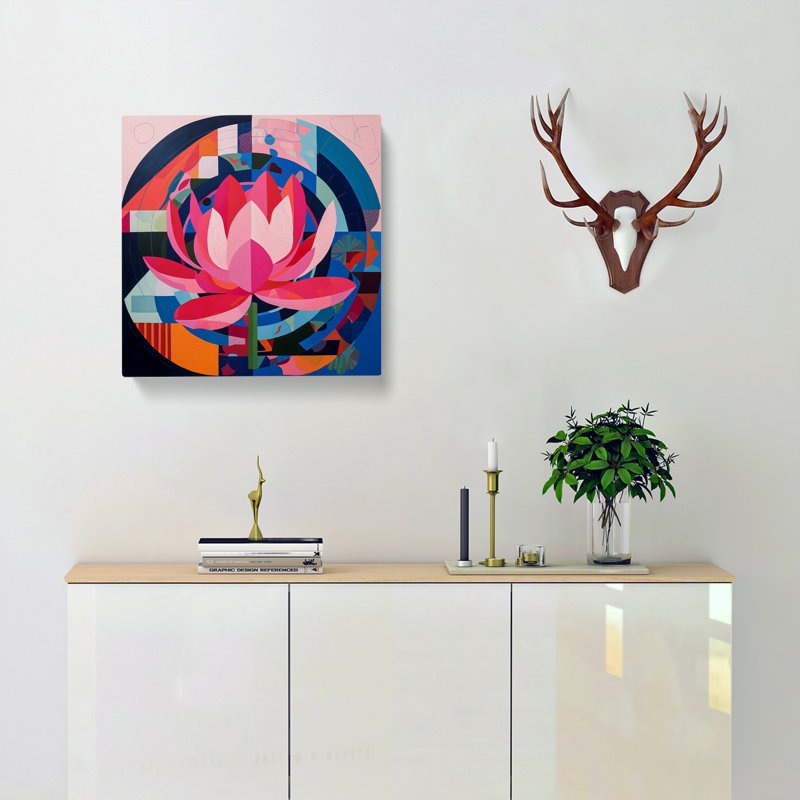 Lotus Flower Constructivism No.6 - Wrapped Canvas, 35cm H x 35cm W x 3cm D