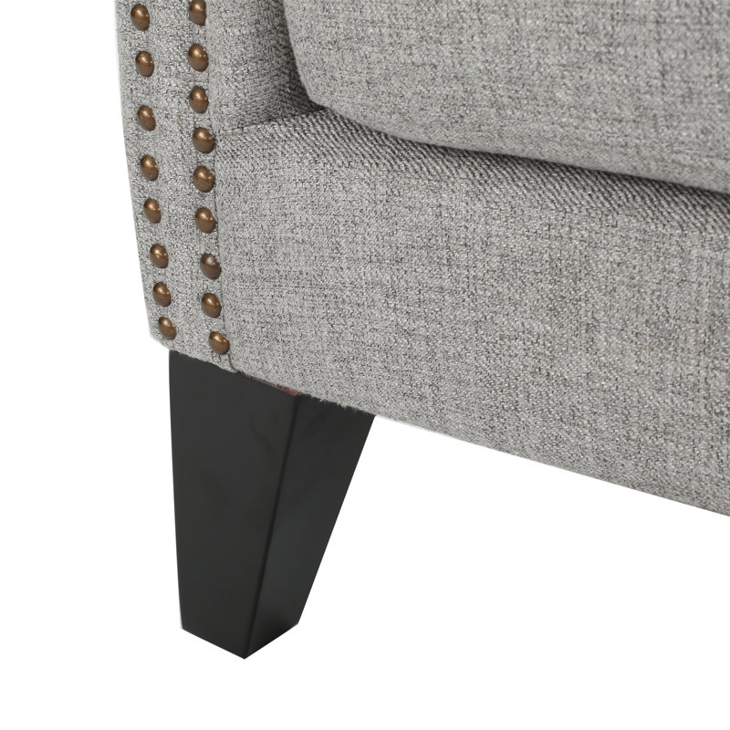 Osvaldo Tufted Wingback Chair, Gray Fabric