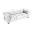 Chesterfield Sofa Tufted  Upholstered PU 3-Seater Sofa Scrolled Arms With Nailhead Decoration, DGY (88.5'X37'x28')