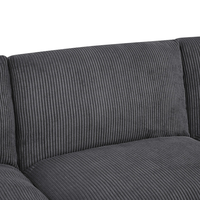 Canapé modulaire de coin symétrique de 98 po Kyanne Priyen, Velours côtelé gris foncé