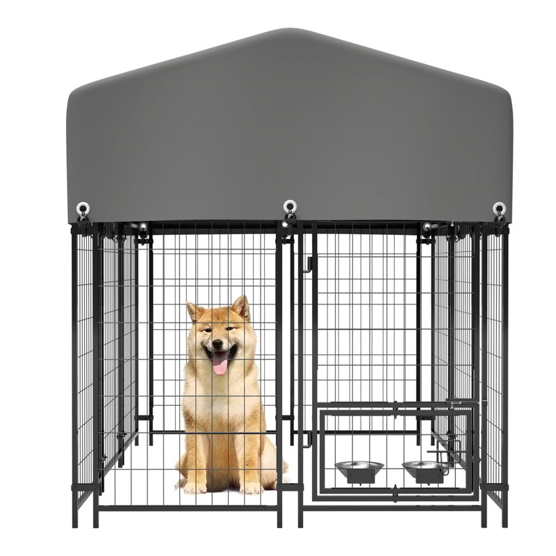 Cage d'extérieur pour chien avec chenil, H 58,01 po x l 50,81 po x P 69,81 po